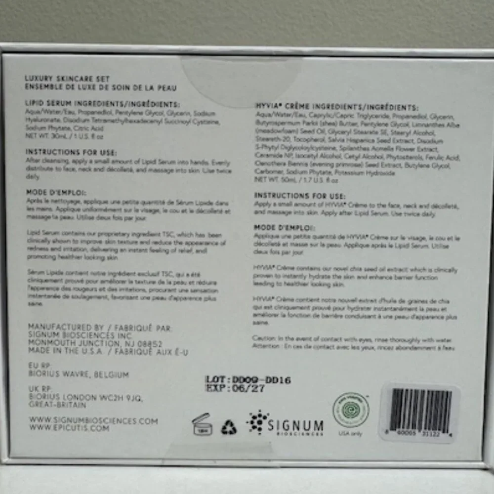 Epicutis Luxury Skincare Set Lipid Serum Hyvia Crème Duo - Picture 2 of 3